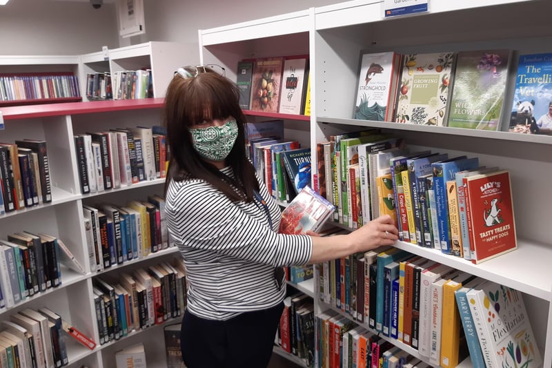Alnwick Library reopened for the first time since flooding issues. Librarian Pam Smith was delighted to welcome customers back.