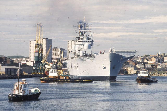 Durham City's adopted ship, the aircraft carrier HMS Invincible docked at Sunderland's Corporation Quay in June 1990. Did you take a look at the magnificent ship?