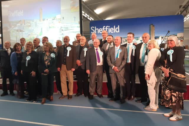 Reform councillors and supporters celebrate their victories at the Sheffield City Council election count, English Institute of Sport, May 8, 2026. Picture: Julia Armstrong, LDRS