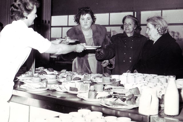 An Emergency Gale Centre was set up in Hurlfield Secondary Boys School for families made homeless by the hurricane that hit Sheffield on February 16, 1962.  The picture shows some of the homeless receiving emergency meals laid on by the school meals staff at the centre