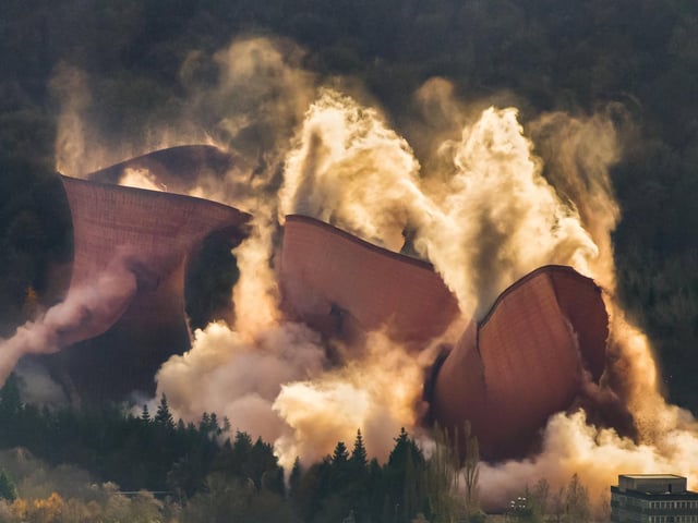 Ironbridge Cooling Towers Demolition Shropshire, England.