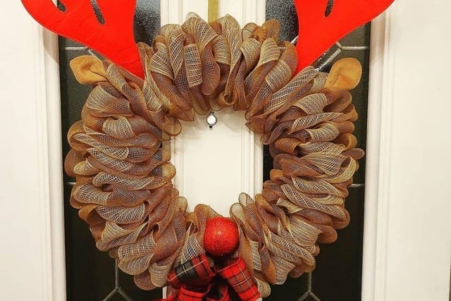 A reindeer wreath from Tracy Booker.