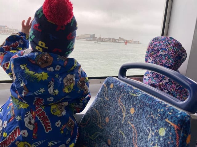 People across the Portsmouth area celebrated New Year's Eve their own way. Here Courtney Rogers' little one is on the way to see family