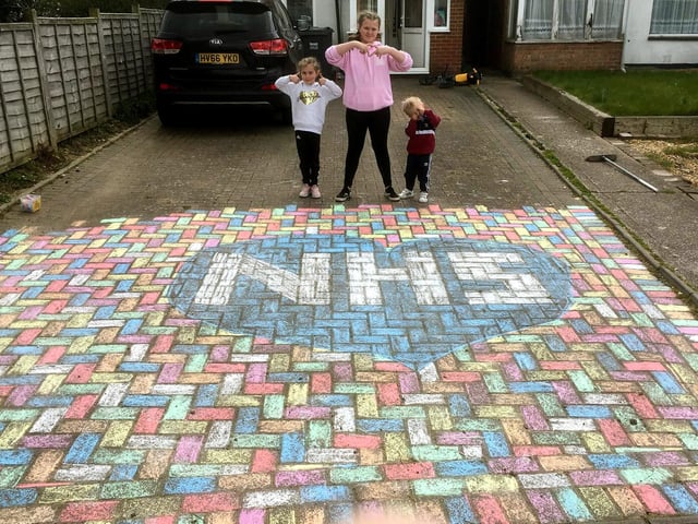 Leigh Park children create driveway artwork to thank NHS staff ahead of the first Clap For Carers in April