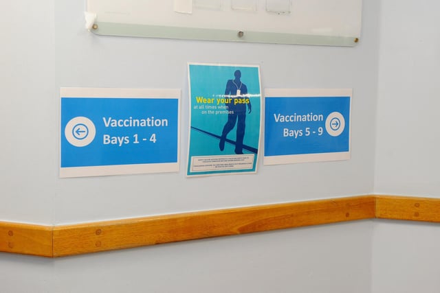 You will follow the signs to one of the vaccination bays. Picture: Sarah Standing (310121-1796)