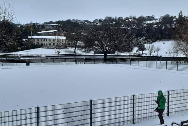 Crookes Valley Park in Sheffield under a blanket of snow