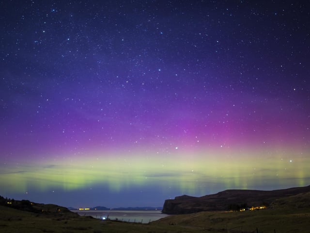 The Northern Lights are a fairly common occurrence in the winter months on the Isle of Harris and Lewis.