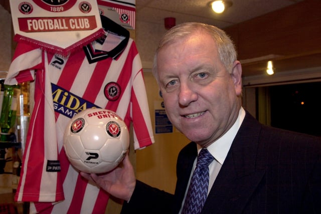 Ex Chelsea star Peter Osgood pictured at Sheffield United for the Sheffield FC dinner back in 2000