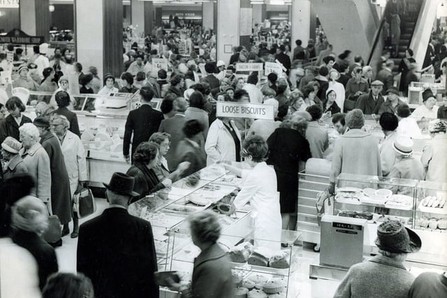 The busy scene in Pauldens new store, the Moor, Sheffield, after the opening on September 17, 1965. It traded until 1973 when it was rebranded as Debenhams.