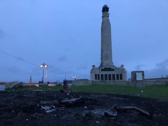 Aftermath of the crash on Southsea Common overnight.