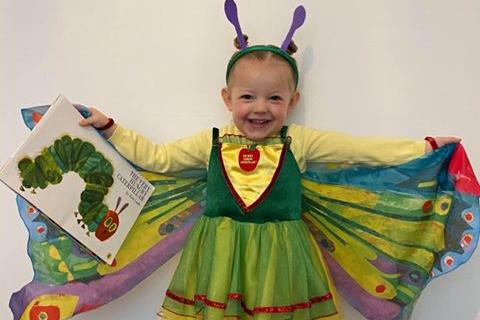 Belle Smith, 3, from Farlington went dressed as hungry caterpillar for World Book Day at Farlington Primary School