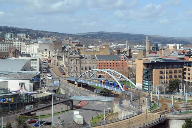 Pictured a Sheffield city skyline showing the supertram line and city centre
Picture by Gerard Binks