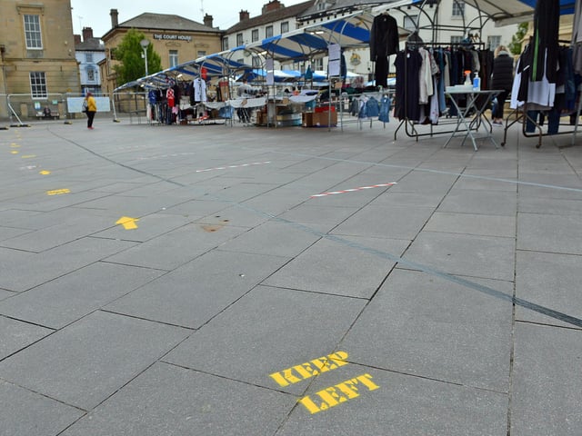 Mansfield Market open again after lockdown measures are eased.
