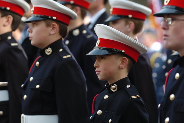 The Remembrance Service in The Guildhall Square Portsmouth in 2006.
A young member of The Royal Marines Cadets Corps looks immaculate as he waits for the Service to begin. Picture: Malcolm Wells (064874-84)