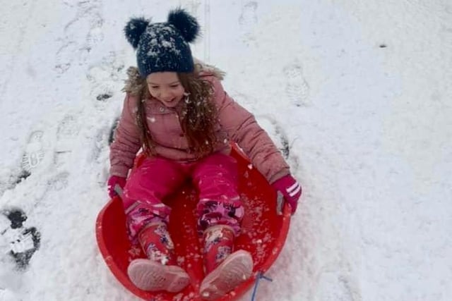 Talia Bryant enjoys the snow in Petersfield. Picture: Angela Le Santo
