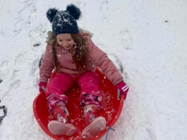 Talia Bryant enjoys the snow in Petersfield. Picture: Angela Le Santo
