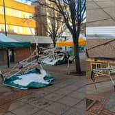 Two crushed market stalls in Sheffield today (April 12) prompted the council's City Centre Ambassador team to begin a search on CCTV for what happened.