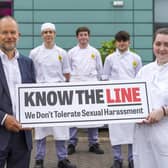 Paul Blomfield MP at Silver Plate who have signed up to the Know The Line campaign. L-R Sara Ody,Paul, Adam Longden, Alessio Costagiliola, Joe Cooper and Jessica Godber. Picture Scott Merrylees