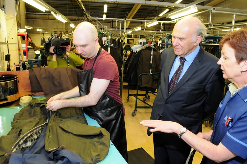 Vince Cable MP, Secretary of State, was pictured on a visit to the the Barbour factory, Simonside, to announce new jobs in 2013. Does this bring back memories?