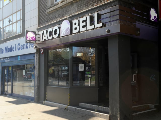 Taco Bell in Commercial Road, Portsmouth is open for takeaway, click and collect and delivery only during the lockdown. Picture: Sarah Standing (051120-7775)