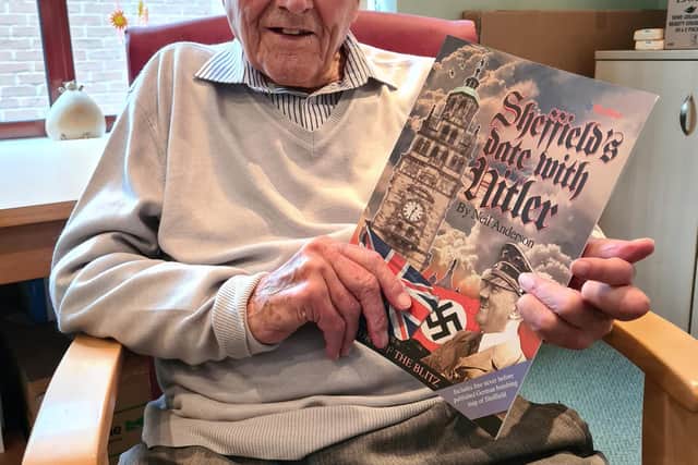 Ernest Barron with the original edition of Sheffield’s Date With Hitler