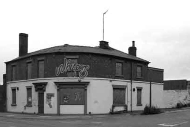 Whispers nightclub, formerly the Carwood Hotel, at the junction of Carlisle Street East and Carwood Road in Attercliffe, Sheffield. Photo taken in July 1990