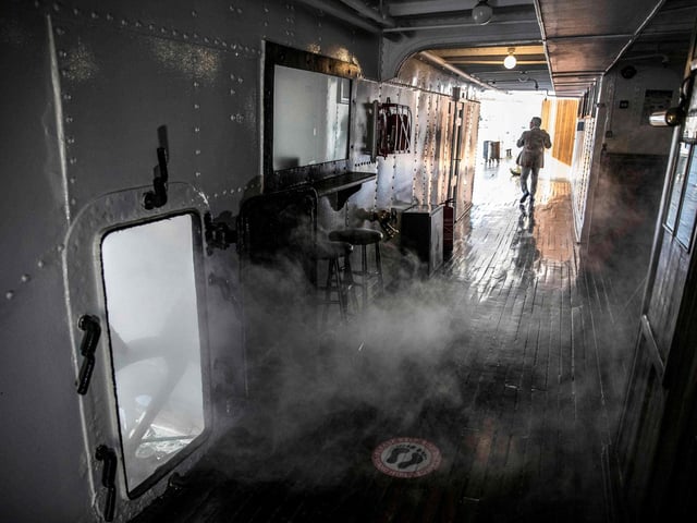 A view of the engine section of the Nile steam ship "PS Sudan"