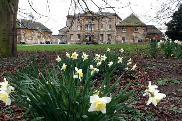 A shot of the front of the hall complete with Spring daffodils.