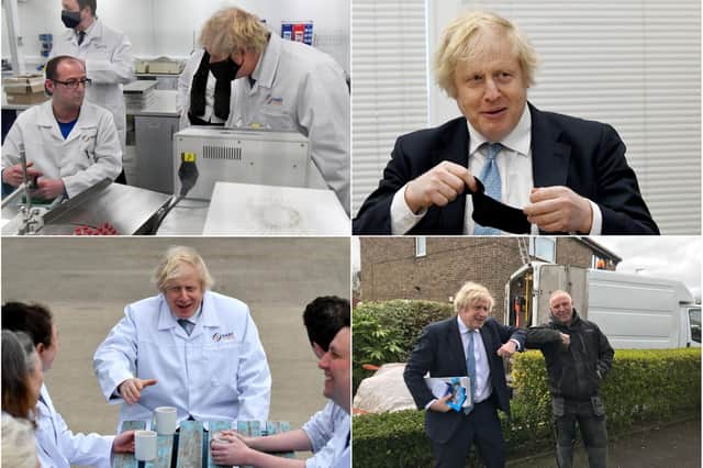 Four pictures from Prime Minister Boris Johnson's visit to Hartlepool on April 1.