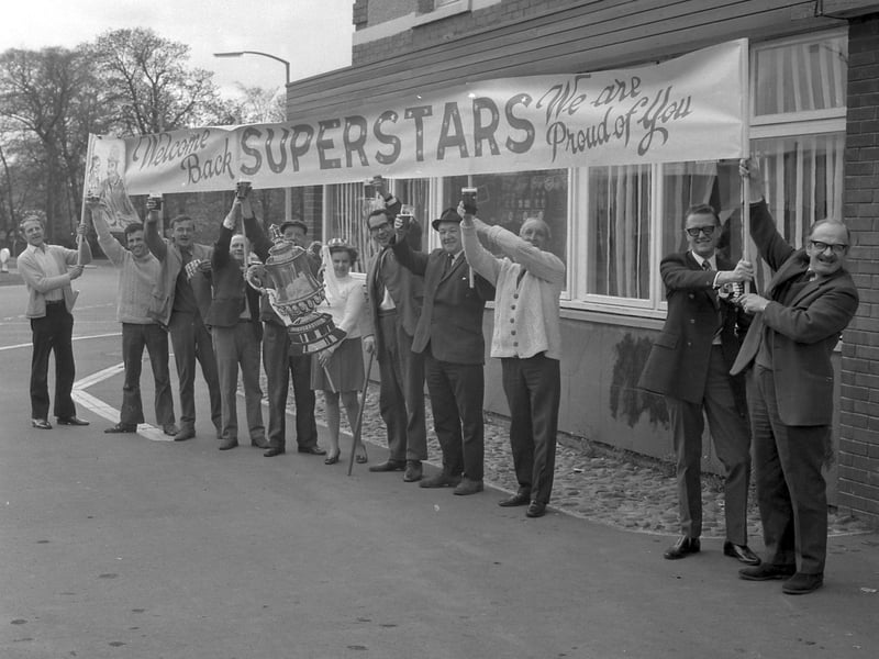 Regulars at the Board Inn show their support for the Sunderland team in this photo just before the 1973 Cup Final.