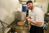 Carl Shepherd making pancakes at Wildwood in Sheffield City Centre