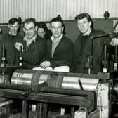 Workers in the roll turning department at Tinsley Rolling Mills in 1963