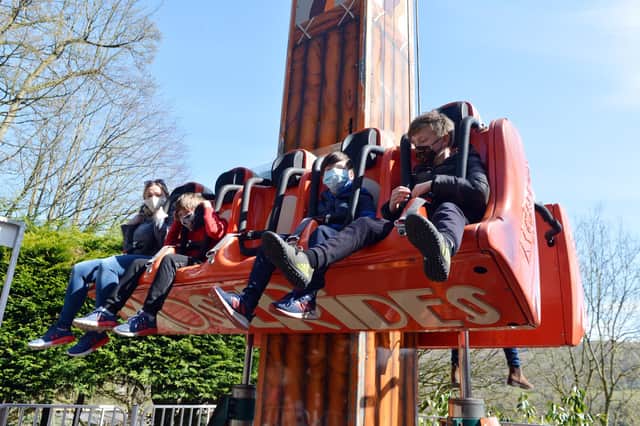 Children returned to Gulliver's Kingdom in Matlock Bath while on their Easter break, as the theme park reopened on Monday.