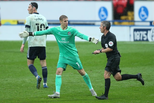 BLACKBURN, ENGLAND - OCTOBER 03: Thomas Kaminski, goalkeeper of Blackburn Rovers, reacts during the Sky Bet Championship match between Blackburn Rovers and Cardiff City at Ewood Park on October 03, 2020 in Blackburn, England. Sporting stadiums around the UK remain under strict restrictions due to the Coronavirus Pandemic as Government social distancing laws prohibit fans inside venues resulting in games being played behind closed doors. (Photo by Charlotte Tattersall/Getty Images)