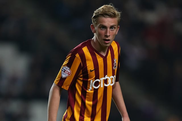 Oliver McBurnie of Bradford City in action during the Capital One Cup Third Round match between MK Dons and Bradford City