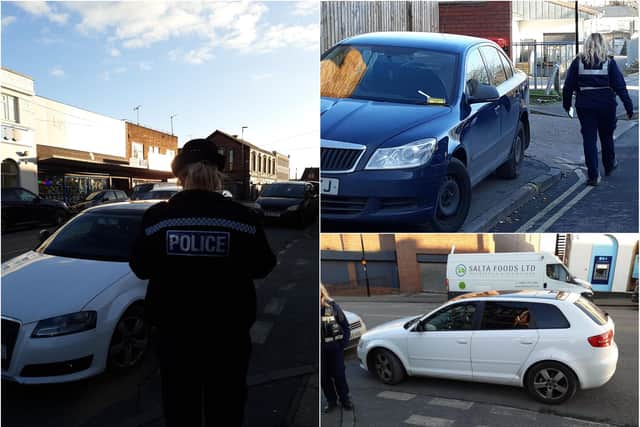 South Yorkshire Police released photographs of badly parked cars in Sheffield