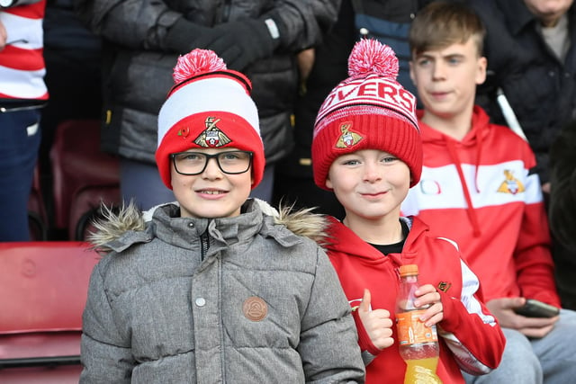 A couple of young Rovers fans at Scunthorpe