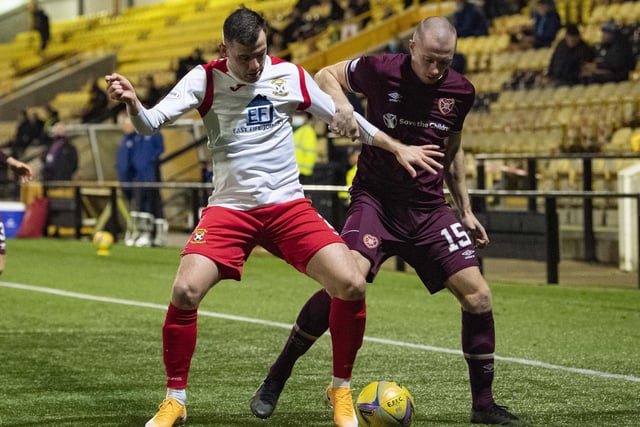 East Fife's Aaron Dunsmore competes with Craig Wighton.  (Photo by Ross Parker / SNS Group)