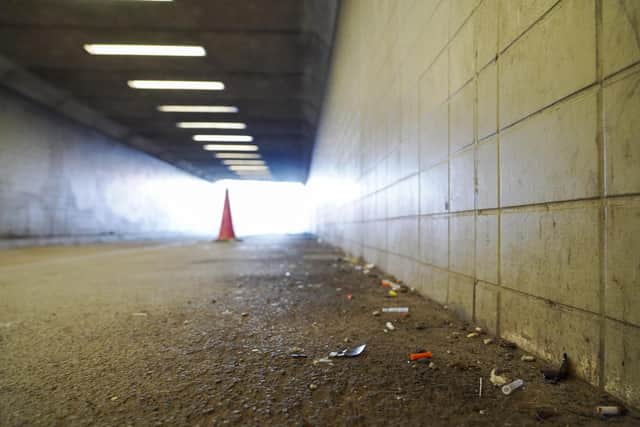 The underpass under Parkway off South Quay Drive has now become a haven for drug users, said a resident. Discarded needles can be seen in this picture.