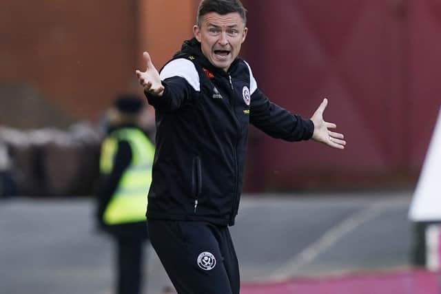 Sheffield United manager Paul Heckingbottom cuts a frustrated figure at Stoke City: Andrew Yates / Sportimage