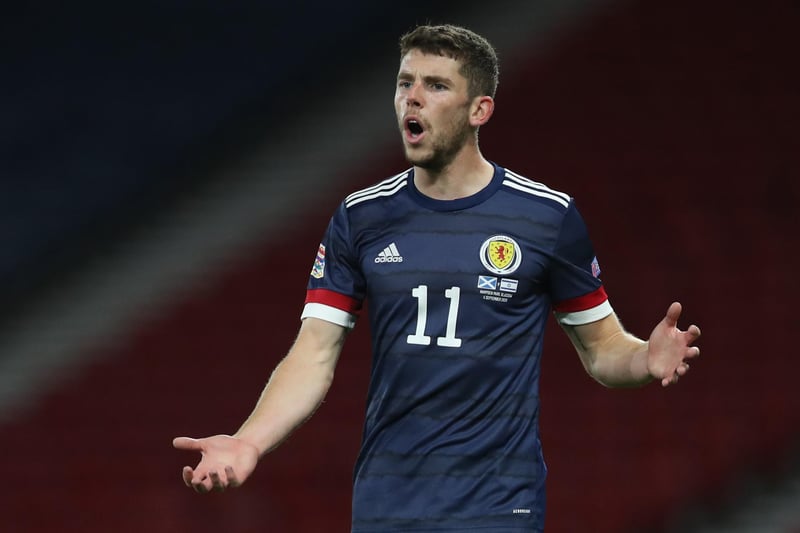 Excellent link-up play for now Bournemouth attacker almost helped Fraser score in Scotland's most promising attack. Bright appearance after poor performance at weekend.