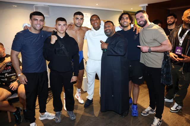 Naseem Hamed with sons Samir and Aadam and Connor Ben and Jack Catterall Pic Mark Robinson Matchroom