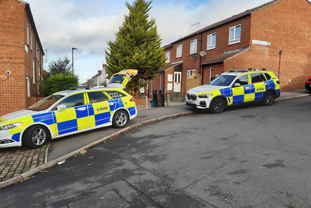 Police at Heeley Green, Heeley, Sheffield this morning.