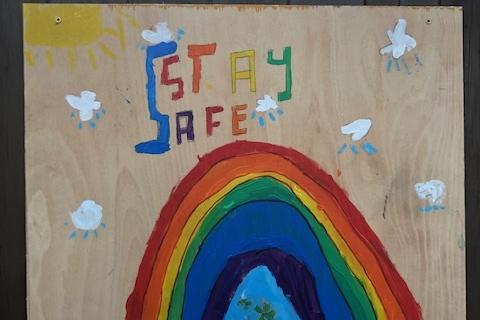 Lily M painted this beautiful rainbow with a message asking everyone to 'stay safe'.