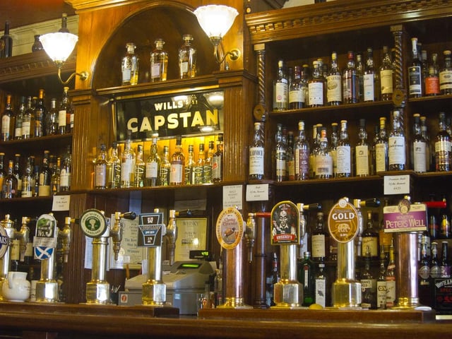 Which famous pub would you be in if you were looking at this incredible selection of real ales and whiskies? Picture: www.flickr.com/photos/nikonvscanon/CC