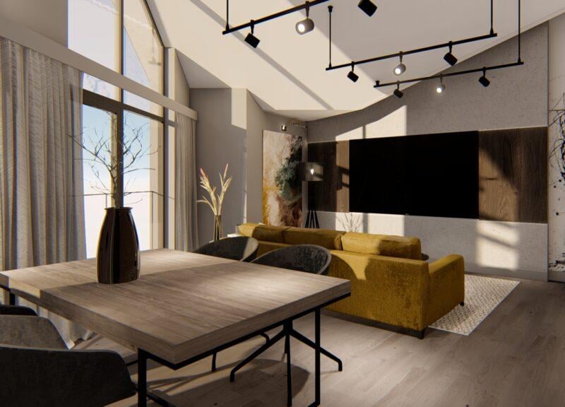 Each room is complemented with floor-to-ceiling windows.