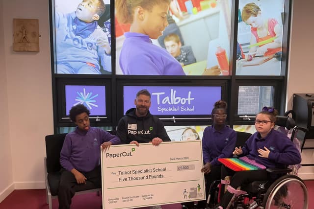 Talbot Specialist School celebrates surprise £5,000 donation from PaperCut ...