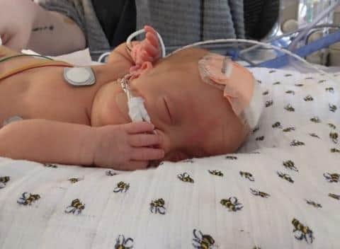 Hunter-Lee Hamlin was born prematurely at 24 weeks.