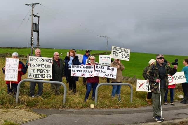 Protesters have gathered at a Penistone junction, which is notorious for accidents, to demand better safety meaures. Picture: David Wood