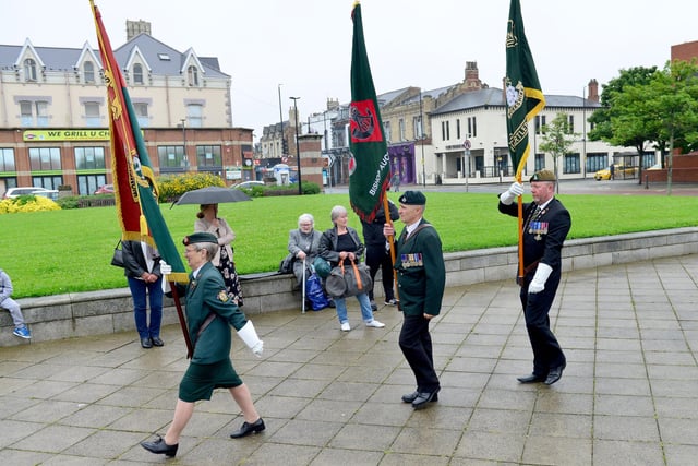 Veterans parade with their organisations' standards in Victory Square, Hartlepool, for the event.